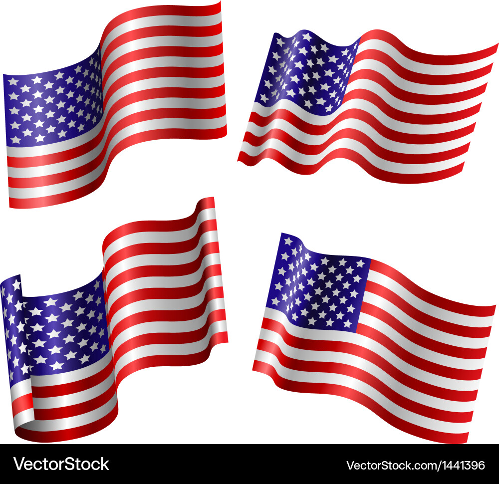 American flag set Royalty Free Vector Image - VectorStock