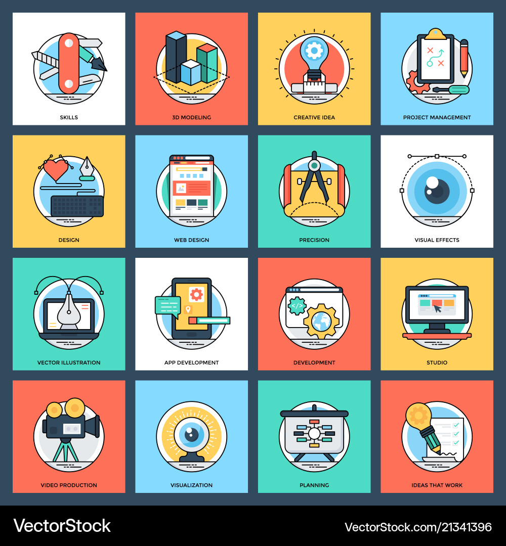 App Development & Project Icons vector image