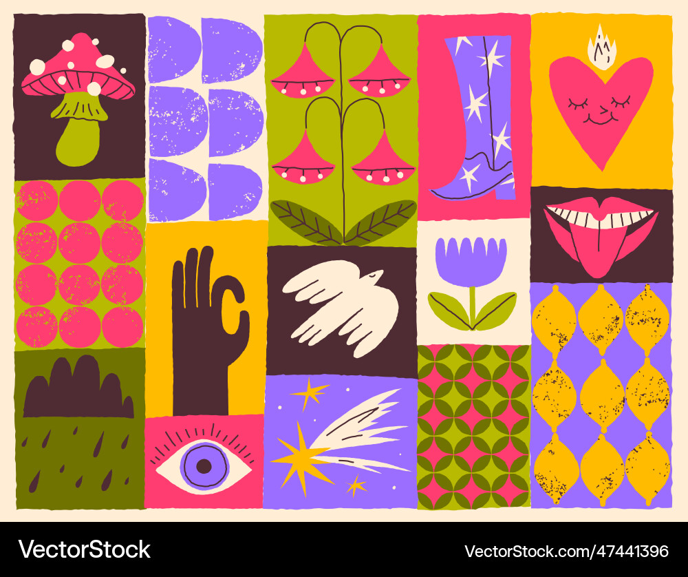 Background of cards with objects vector image