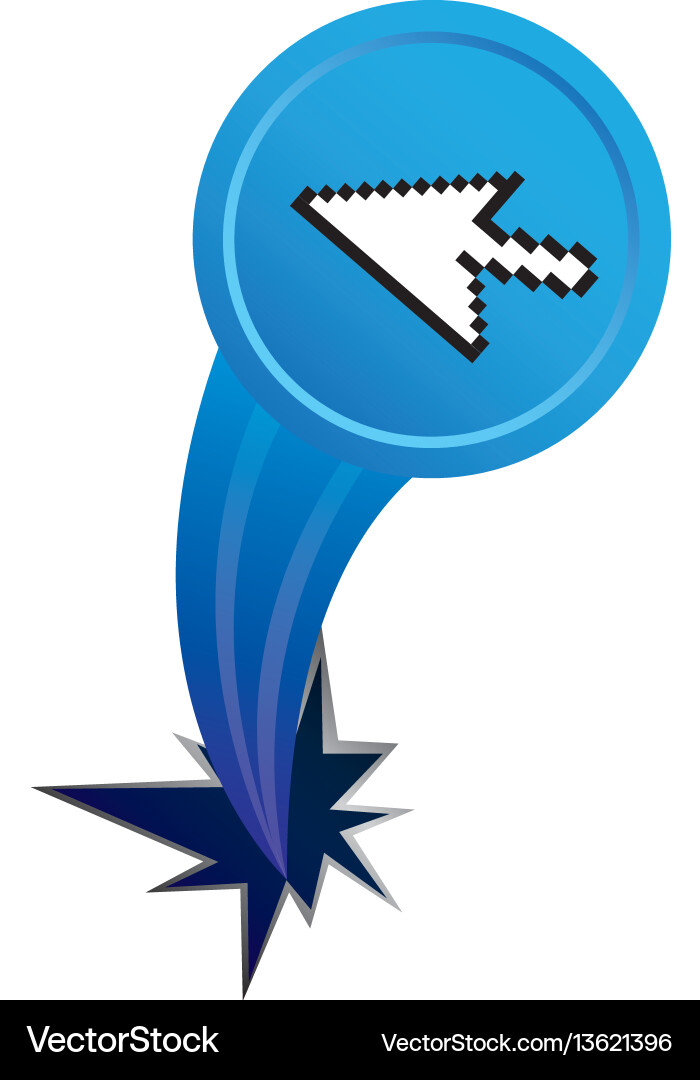 Blue arrow cursor with hole icon Vector Image
