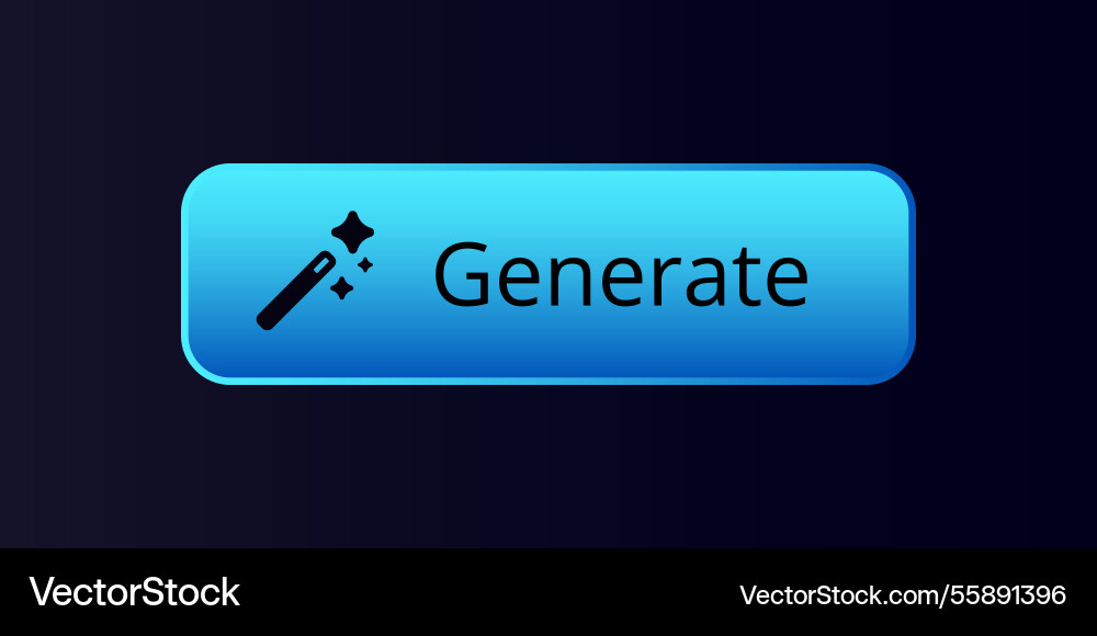 Blue button with wand icon and generate vector image