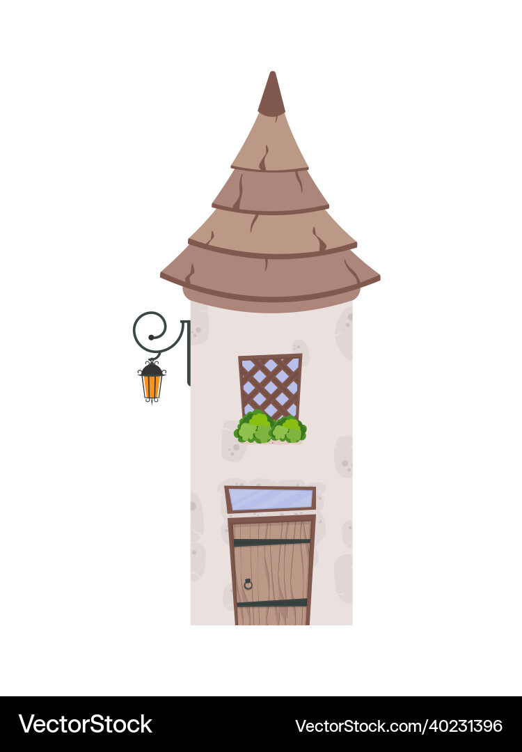 Building is in the form of a tower with conical Building is in the form of a tower with conical vector image