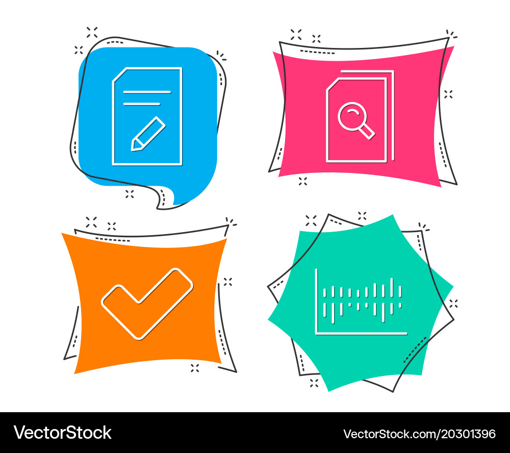 Edit document tick and search files icons column vector image
