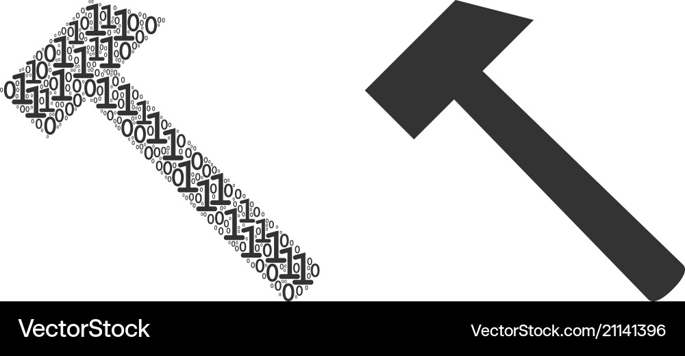 Hammer collage of binary digits Hammer collage of binary digits vector image