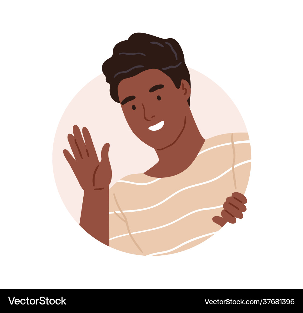 Happy person peeking and looking from behind round vector image