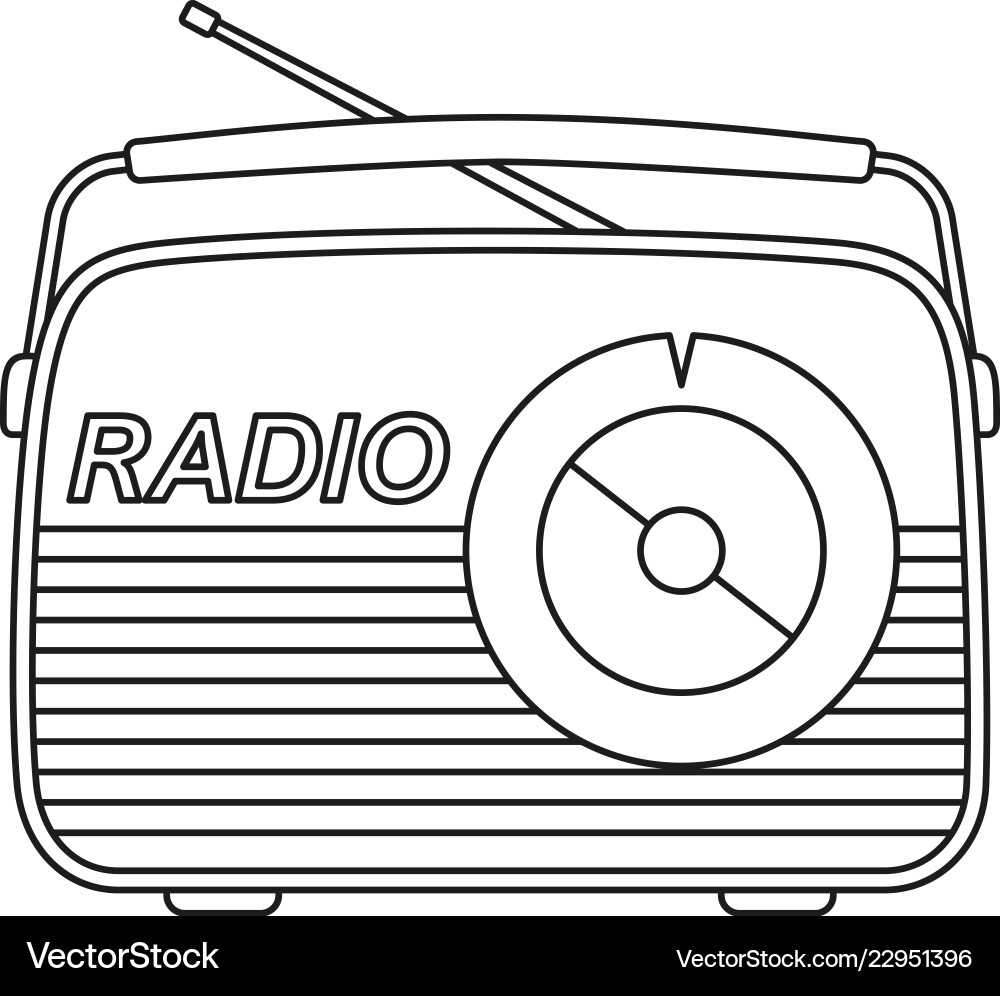 Line art black and white retro radio Line art black and white retro radio vector image