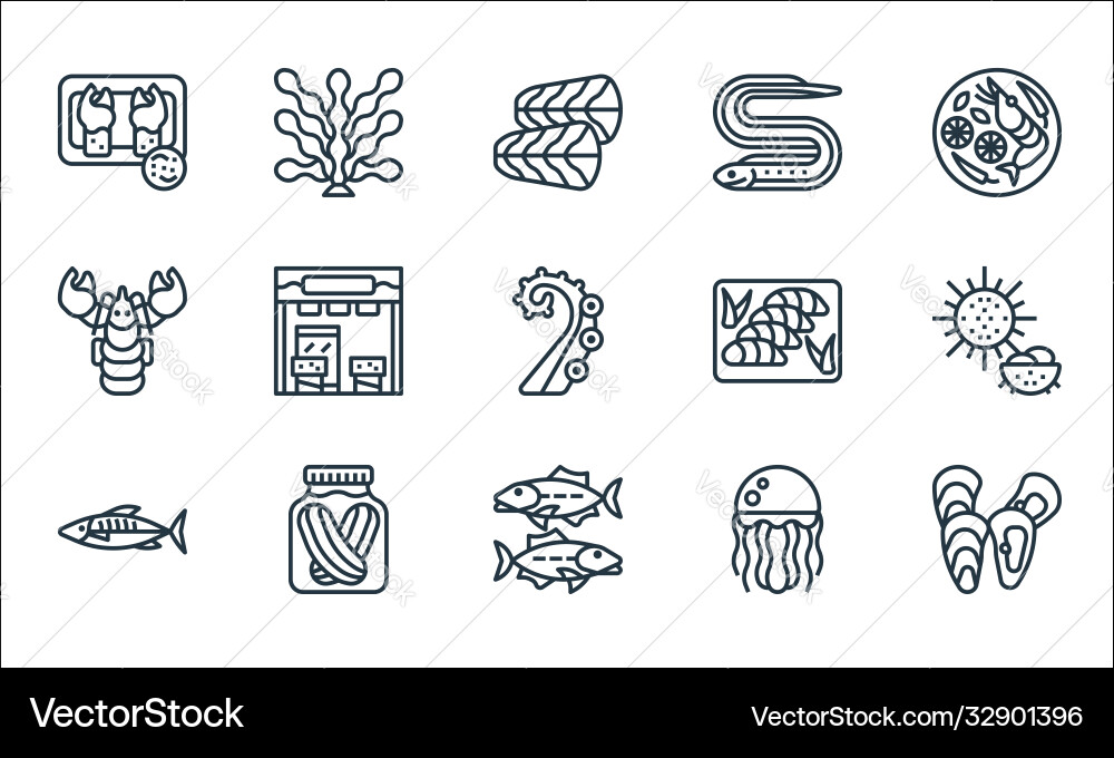 Meeresfrüchte Linie Icons lineare Set Qualität Meeresfrüchte Linie Icons lineare Set Qualität vektorbild