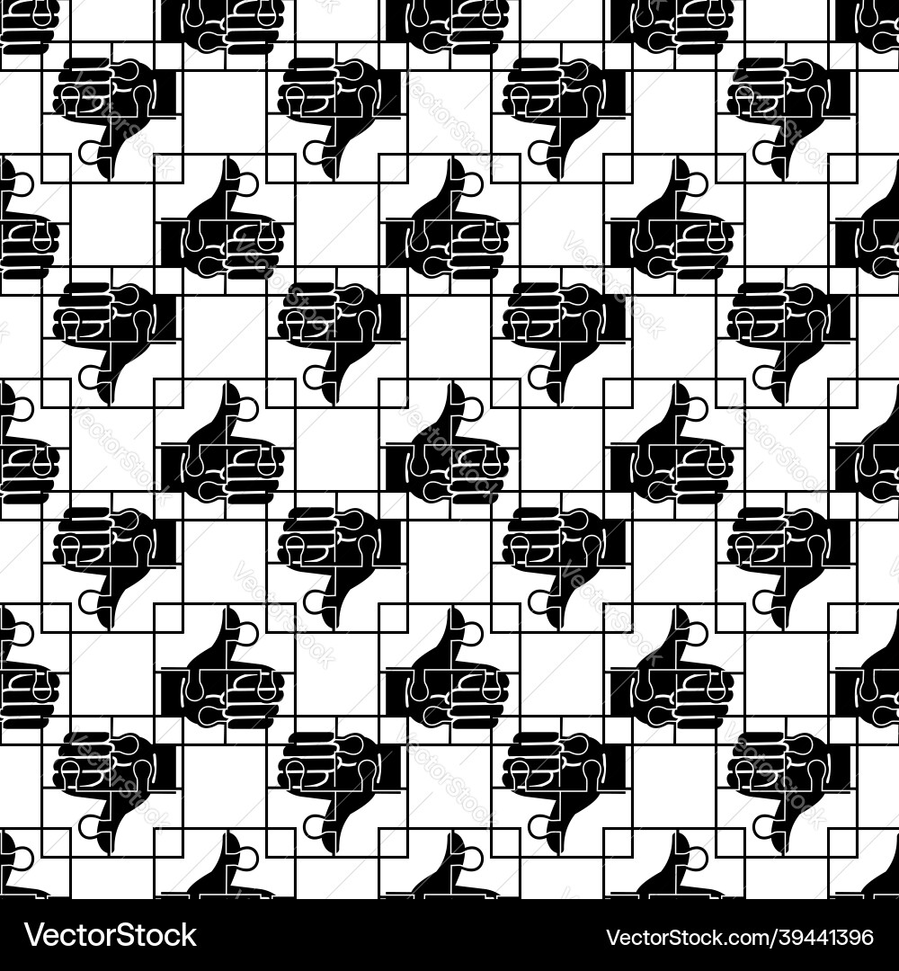Puzzle thumb up pattern seamless Puzzle thumb up pattern seamless vector image