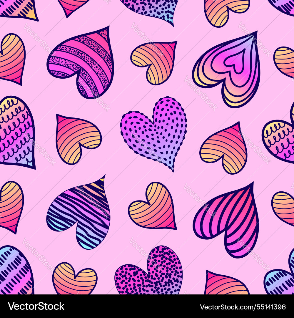 Seamless pattern with colorful hearts Vector Image