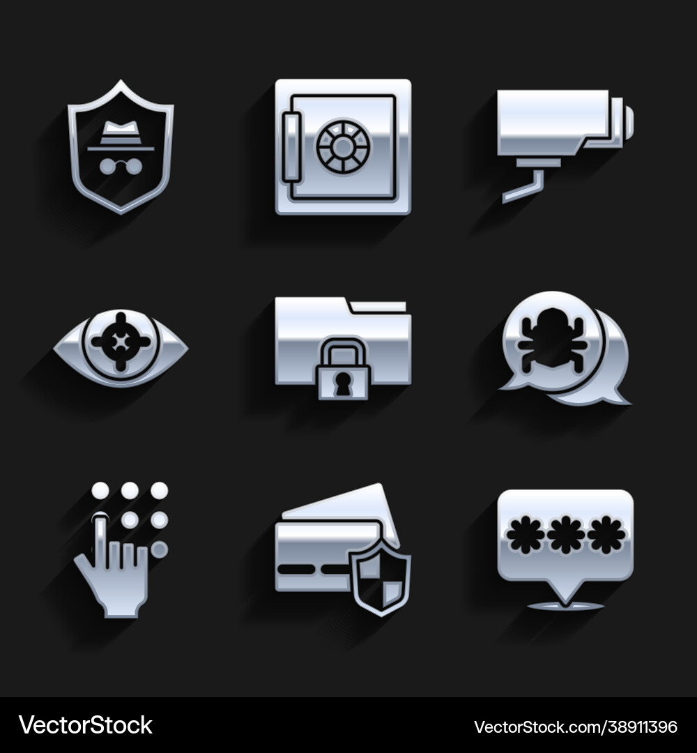 Set folder and lock credit card with shield vector image
