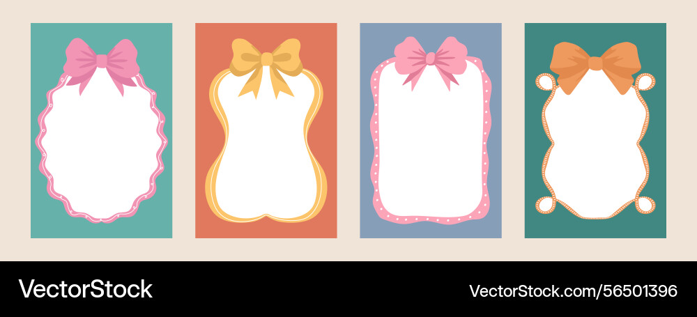 Set of frames with bows and ribbons space Vector Image
