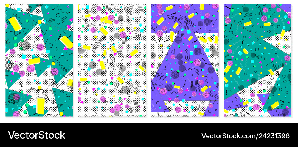Set of memphis pattern pop art color background Vector Image