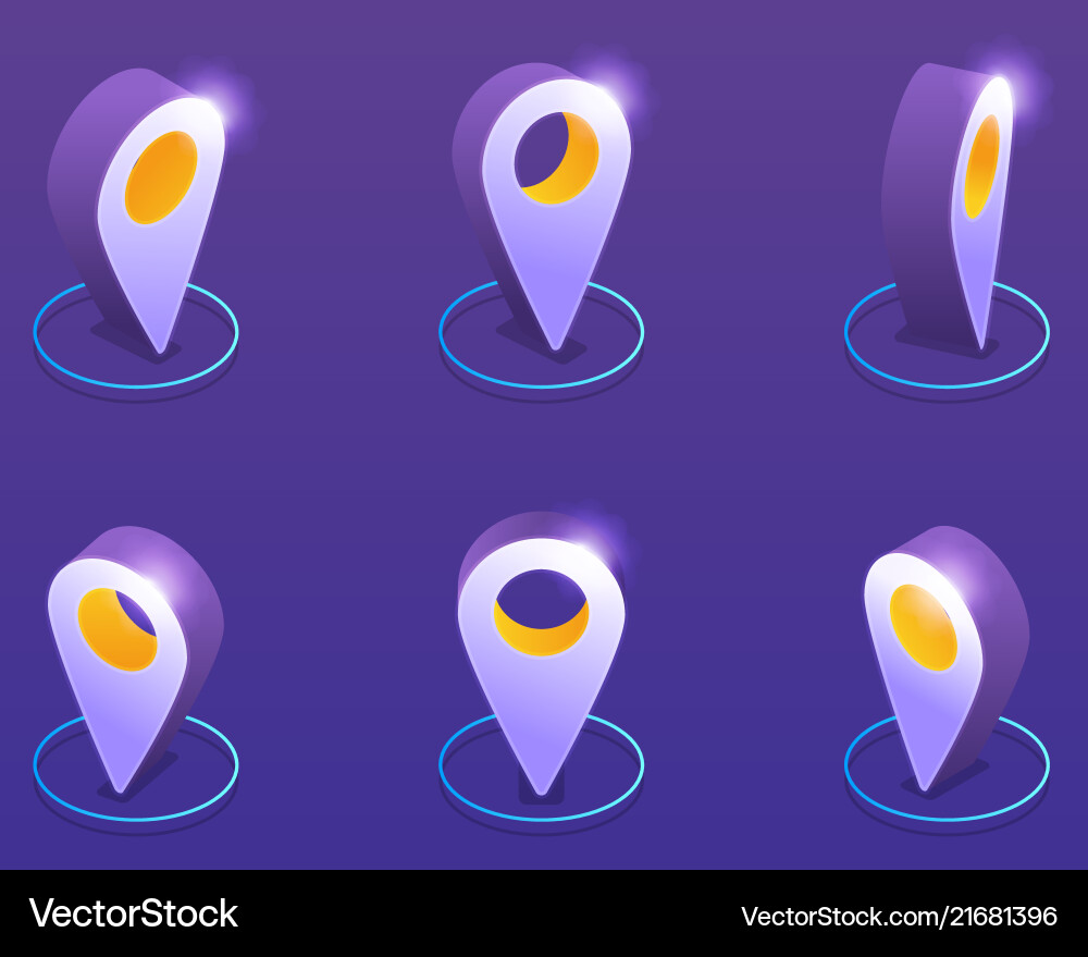 Set of rotating map markers Set of rotating map markers vector image