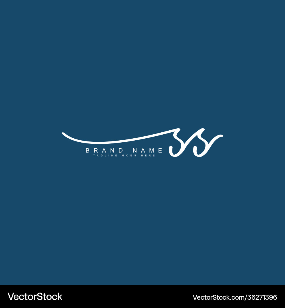 SS Signature Logo - Elegant Script Vector Image