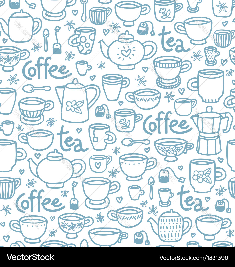 Tea and coffee pattern Royalty Free Vector Image