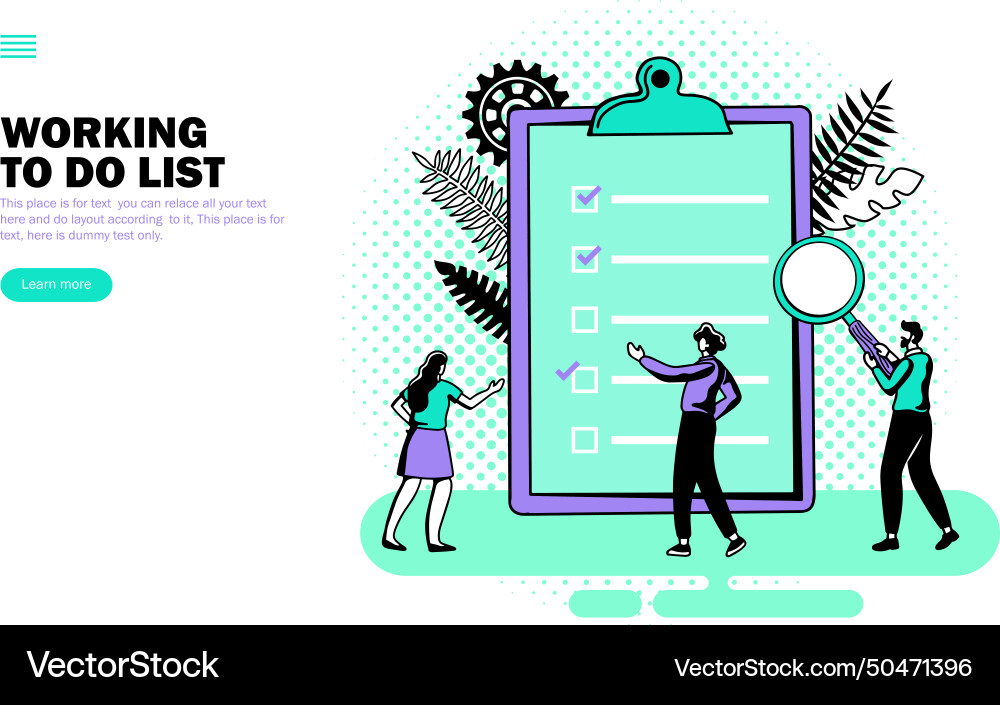 Teamwork team working on to do list Teamwork team working on to do list vector image