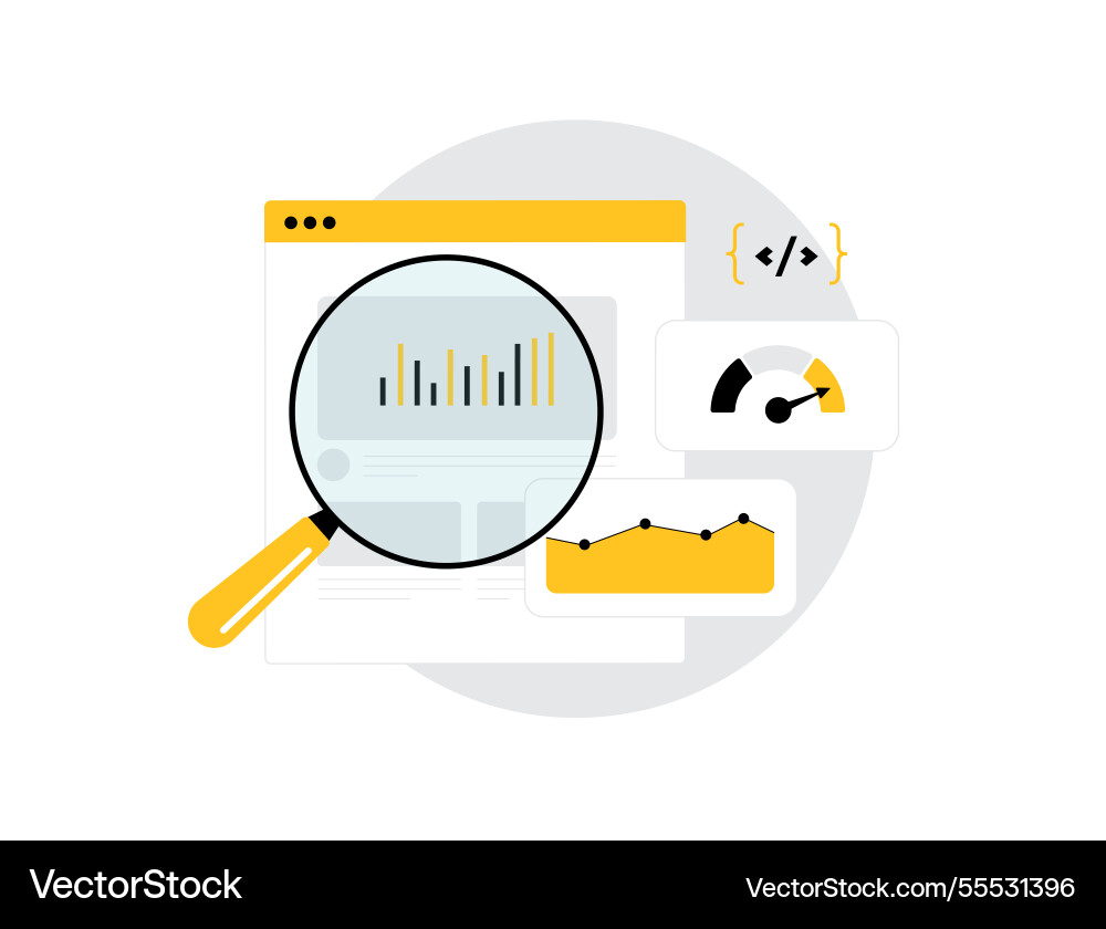 Tracking code in web analytics monitoring user Tracking code in web analytics monitoring user Vector Image