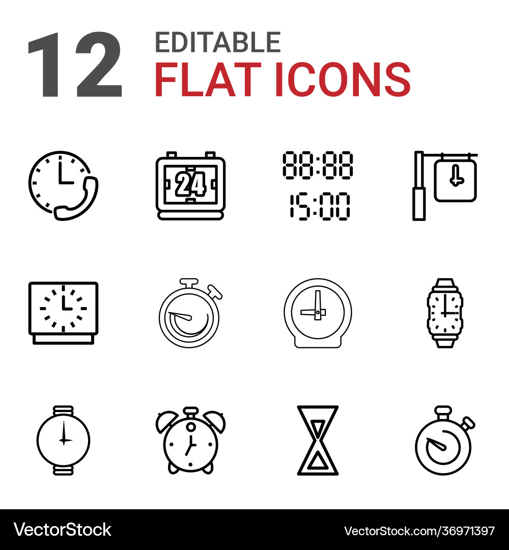12 timer icons vector image