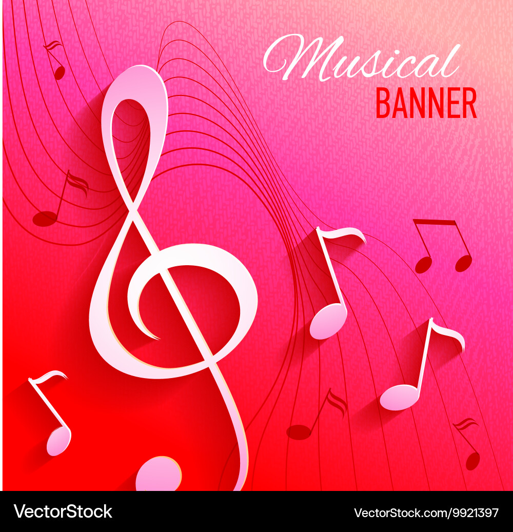Abstract background with music key and notes vector image