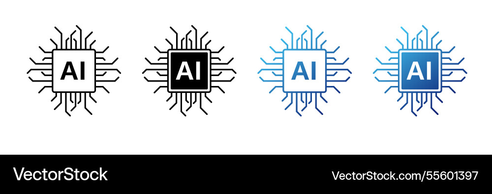Ai icon with digital circuits for modern tech Vector Image