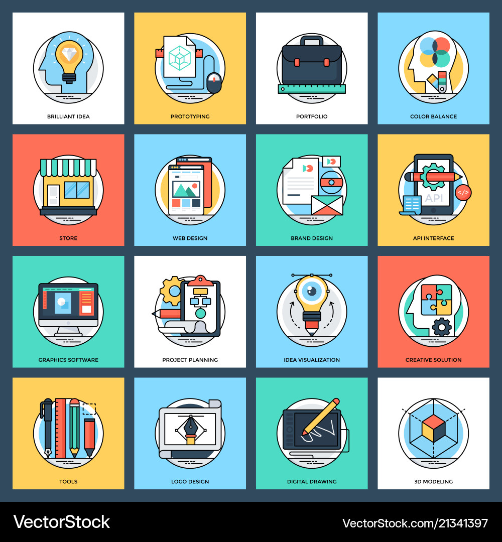App Development Icon Set Vector Image