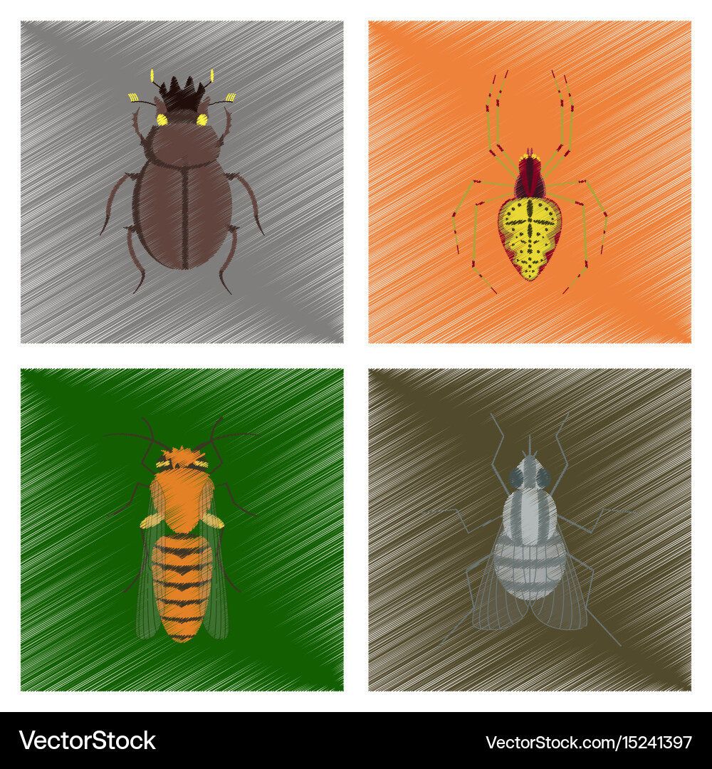 Assembly flat shading style bug vector image