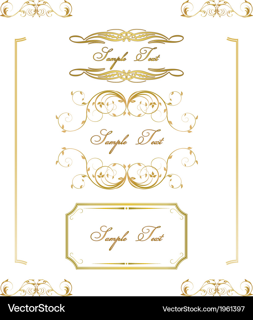 Calligraphic frame border label design elements vector image