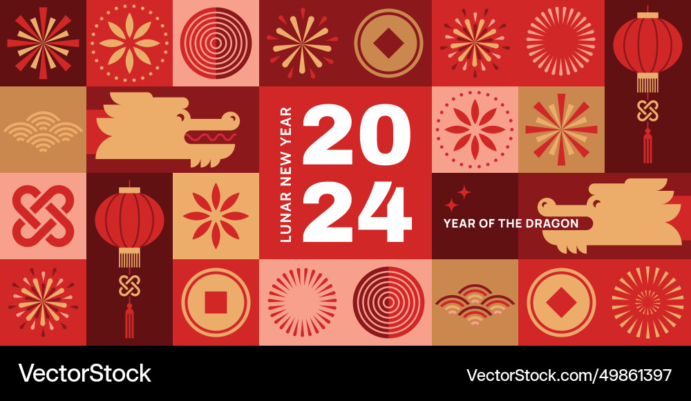 Chinese new year 2024 - the of dragon Chinese new year 2024 - the of dragon vector image