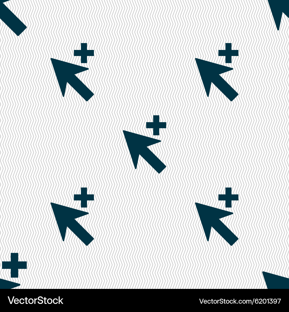 Cursor arrow plus add icon sign seamless abstract vector image