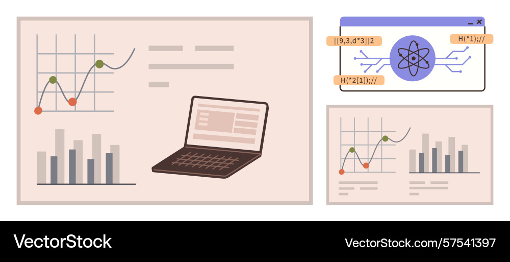 Data analysis and research concept with graphs Data analysis and research concept with graphs vector image