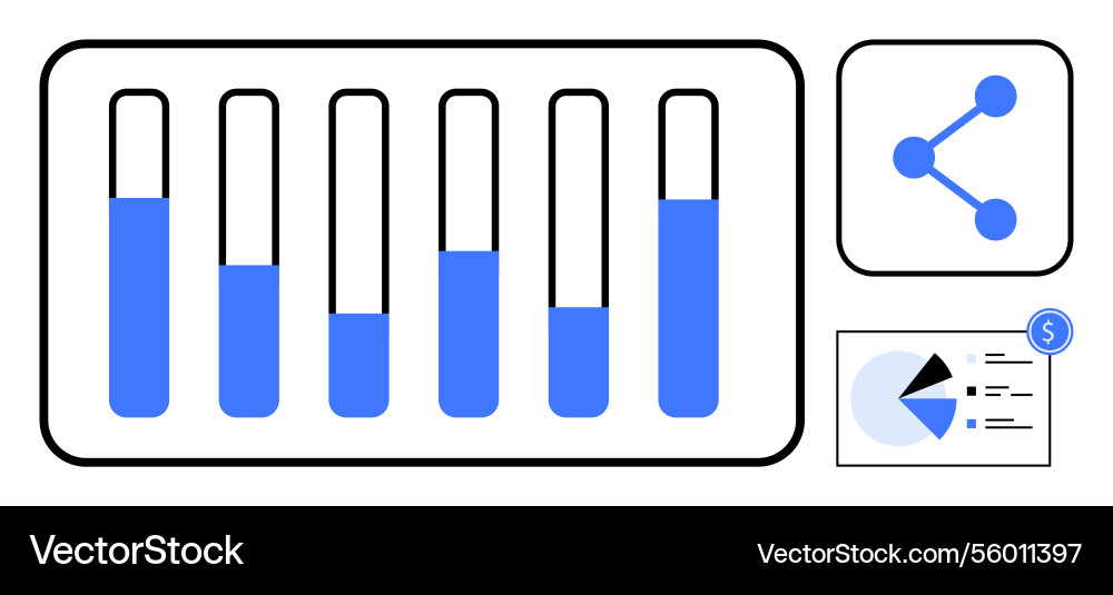 Data visualization with bar graph pie chart Data visualization with bar graph pie chart vector image