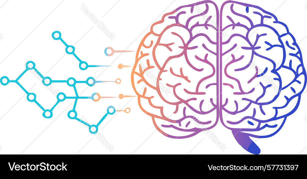 Digital brain connect ai neural network concept vector image