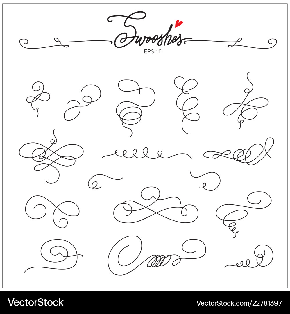 Elegant Ink Swooshes & Swirls vector image