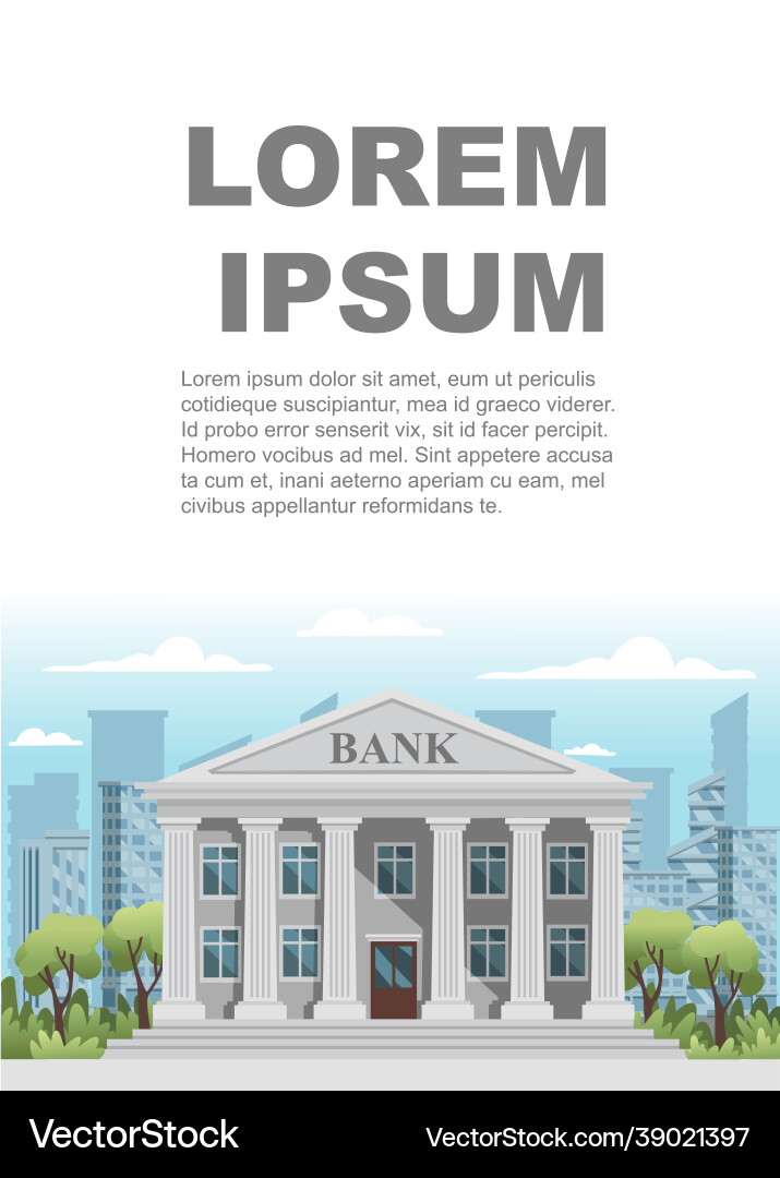 Flat design retro bank building with columns Flat design retro bank building with columns vector image