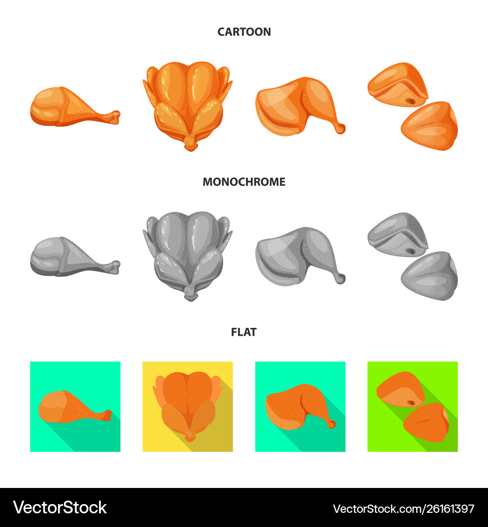 Isolated object product and poultry icon set Vector Image