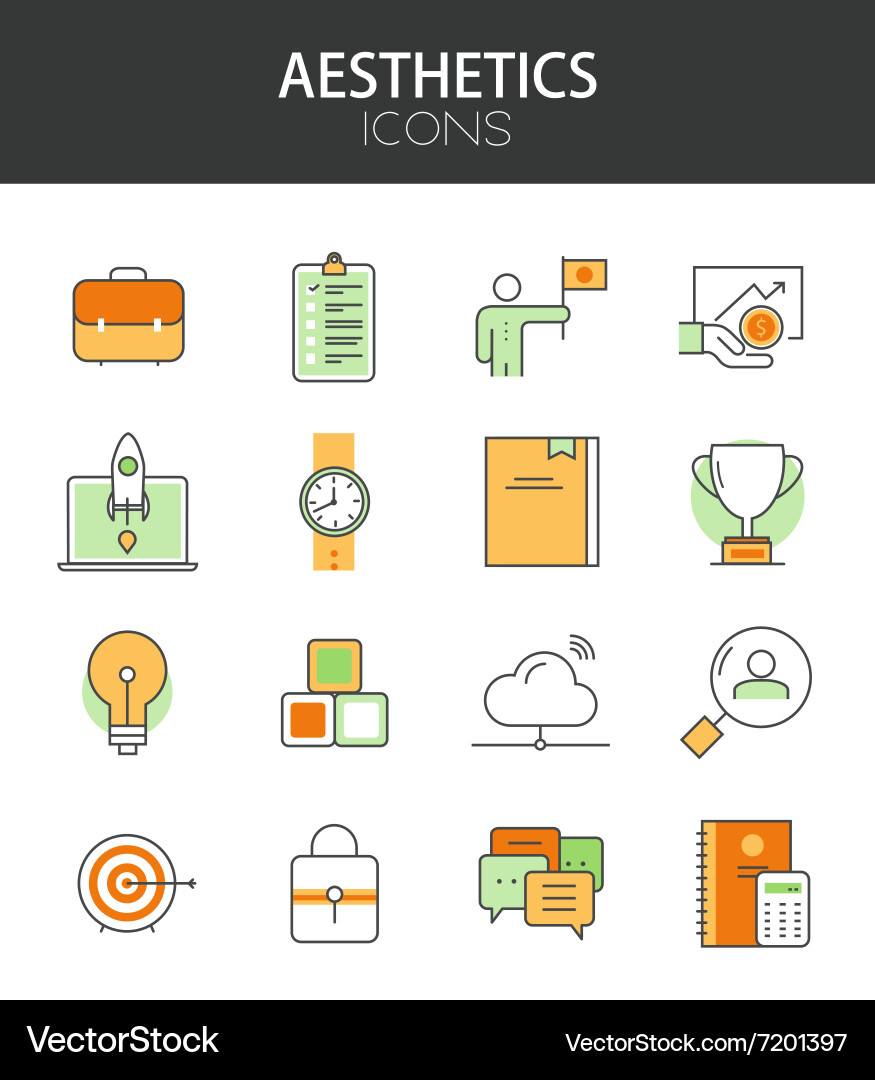 Modern thin line flat design of icons set vector image