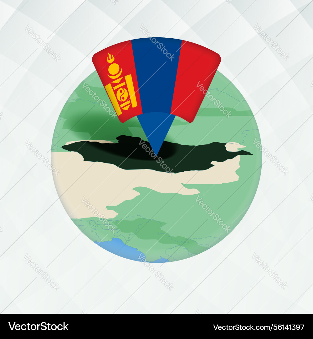 Mongolia map highlighted with flag marker Vector Image