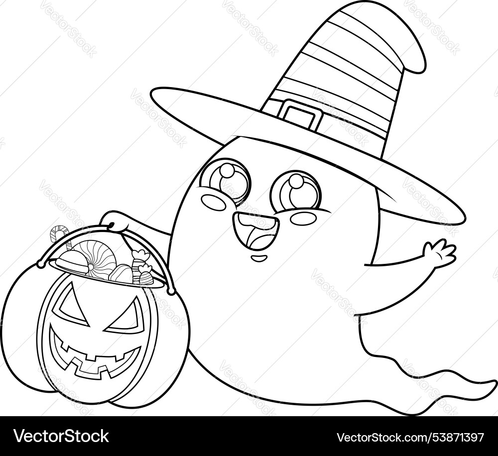 Outlined cute halloween ghost Outlined cute halloween ghost vector image