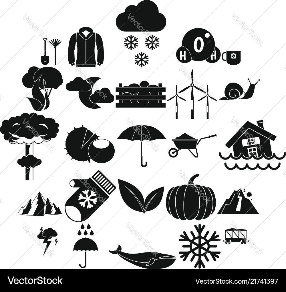 Overcast icons set simple style Overcast icons set simple style Vector Image