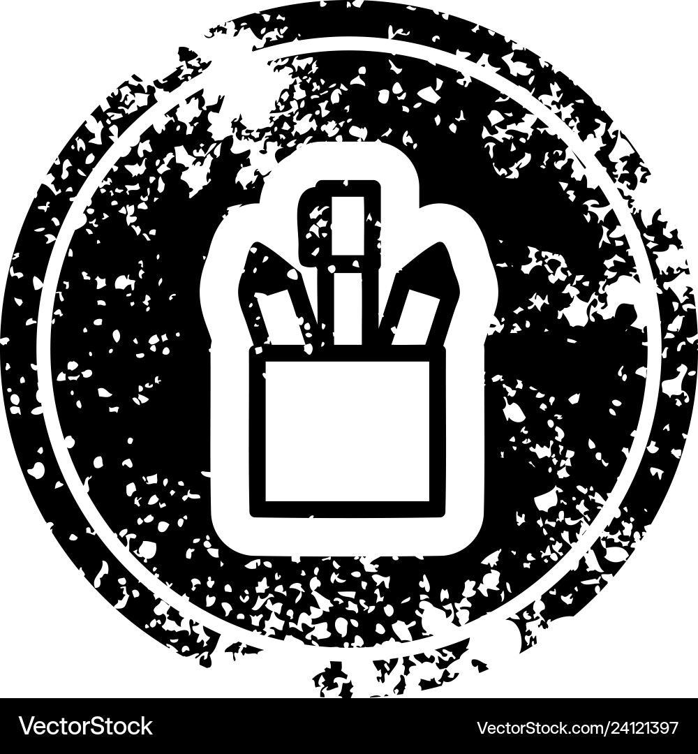 Pencil pot distressed icon Vector Image