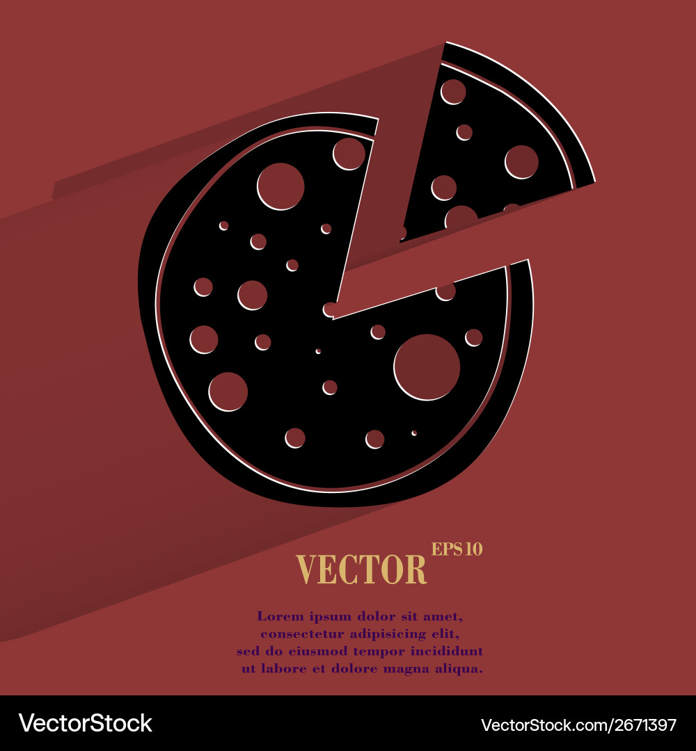 Pizza flat modern web button with long shadow vector image
