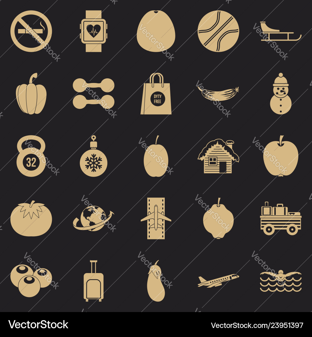 Practice icons set simple style Vector Image