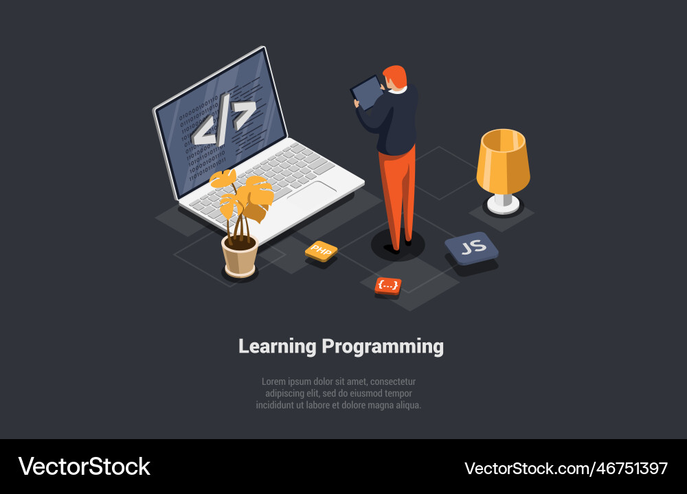 Programming and coding learning innovative big Programming and coding learning innovative big vector image