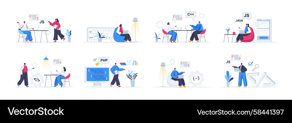 Programming Developers Collaboration Vector Image