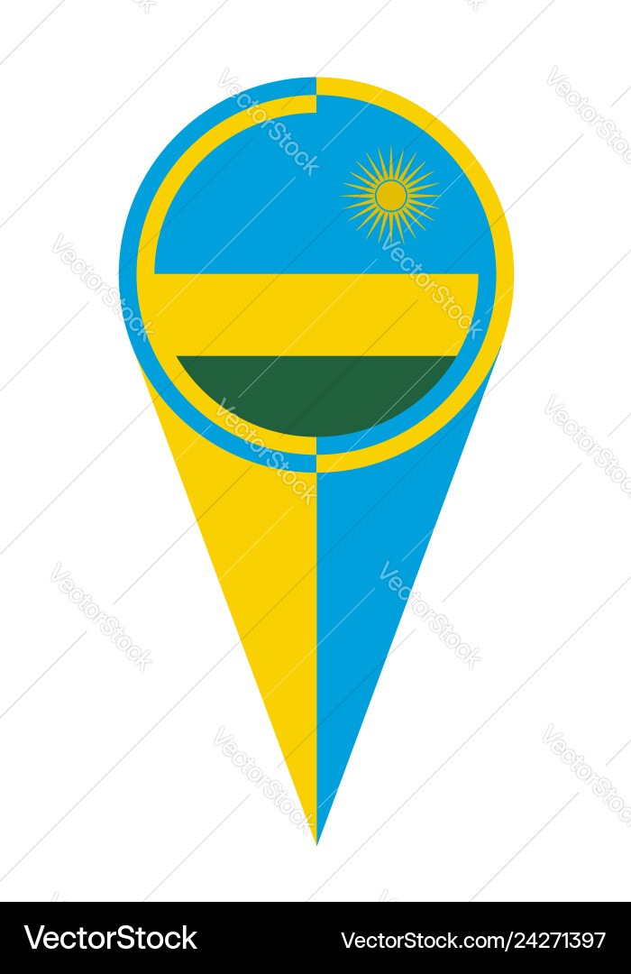 Rwanda map pointer location flag vector image
