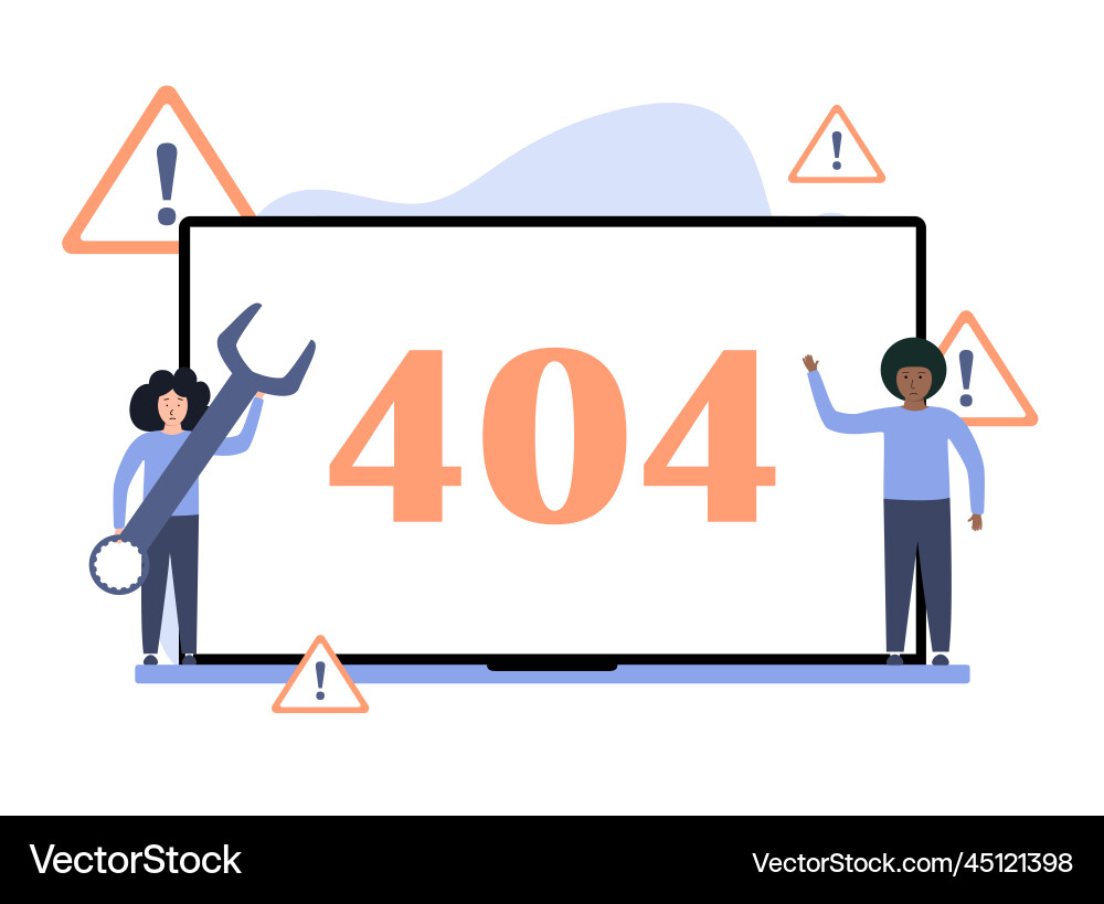 404 connection error the assistants checks Vector Image