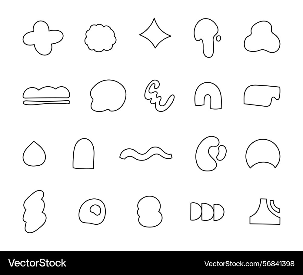 Abstract shape set with curved and different forms vector image