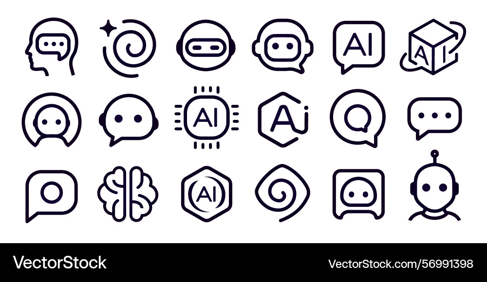 Ai chatbot icons set smart assistant linear Vector Image