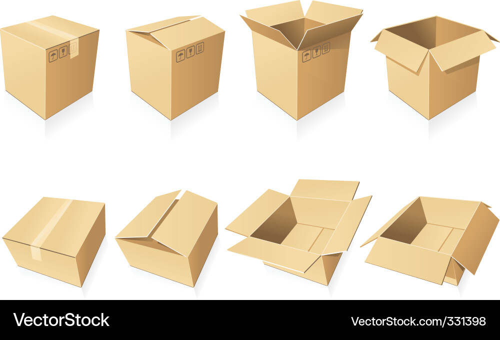 Cardboard Boxes - Open and Closed vector image