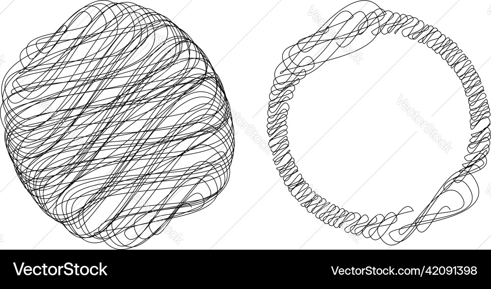 Circle and ring sketch doodle scrawl random lines Circle and ring sketch doodle scrawl random lines vector image